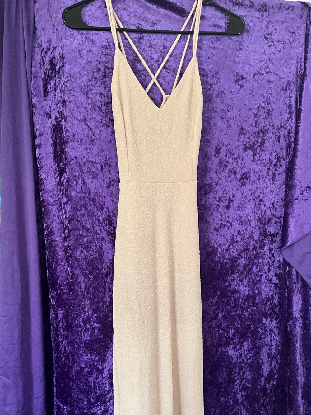 Windsor Champagne Sparkle Crisscross Strappy Maxi Dress